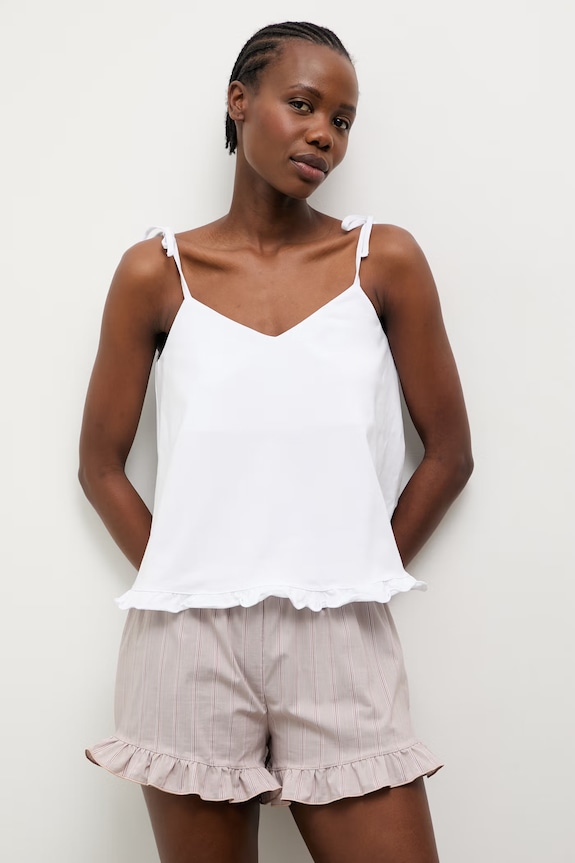 Answear.LAB Πυτζάμες δύο τεμαχίων Γυναικείες με βαμβάκι καφέ biały top + dół paski