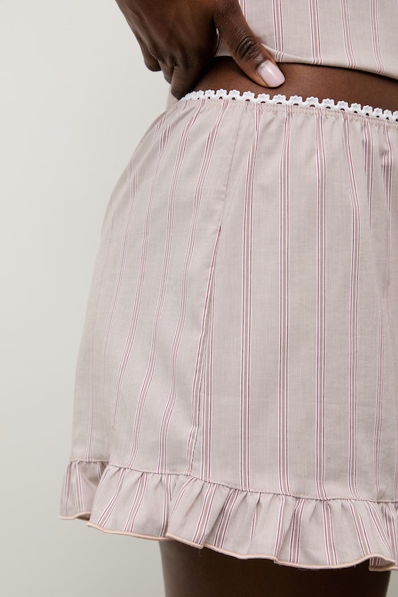 Answear.LAB piżama dwuczęściowa damska z bawełną total set paski brąz brązowy