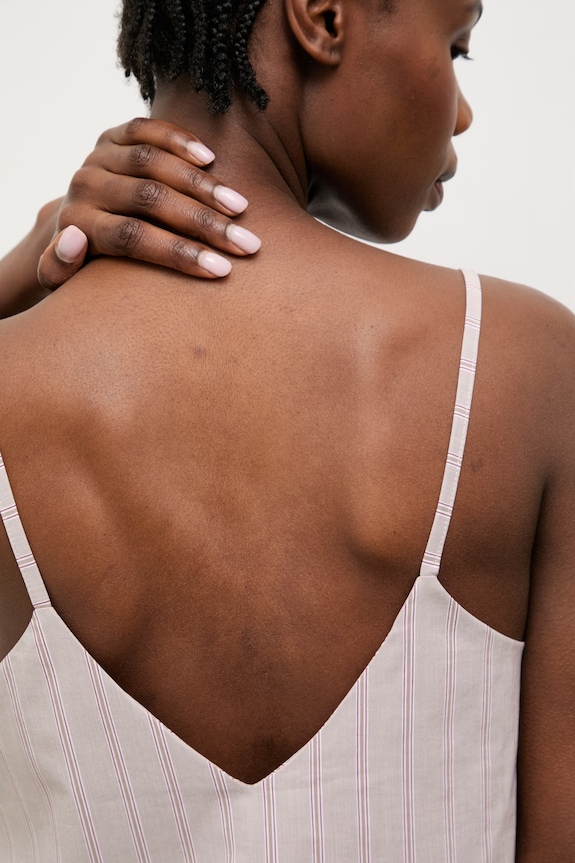 Answear.LAB piżama dwuczęściowa damska z bawełną total set paski brąz