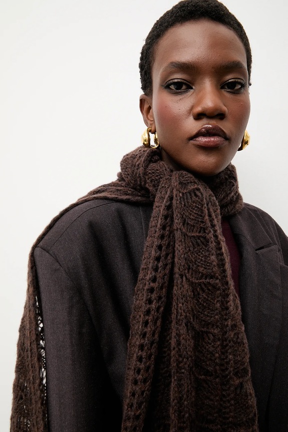 Bonded by Answear.LAB & LOBOS szalik wełniany WS26-SAD000 brązowy WS26