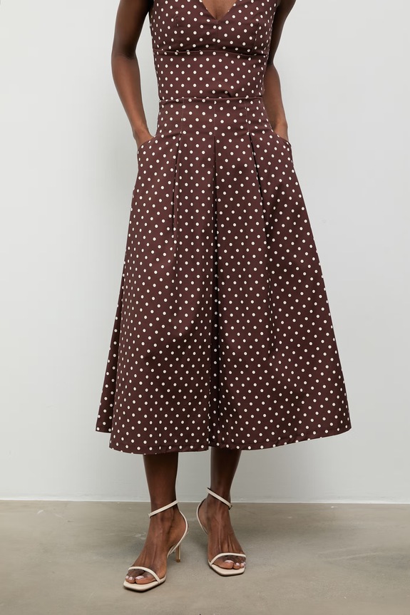 Answear.LAB πλισέ φούστα βαμβακερή με ελαστάν καφέ 95119.iak