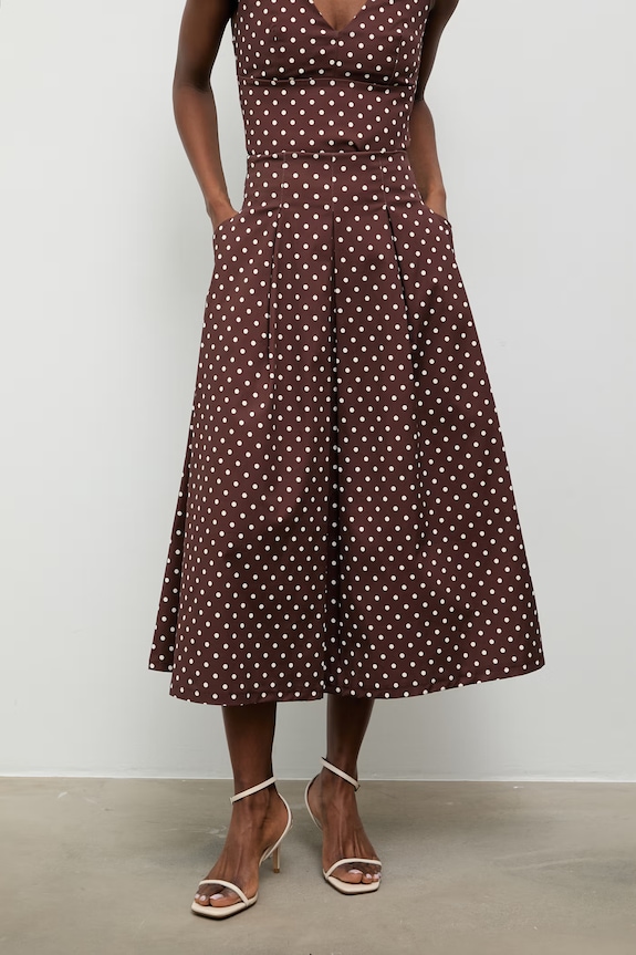 Answear.LAB πλισέ φούστα βαμβακερή με ελαστάν καφέ 95119.iak