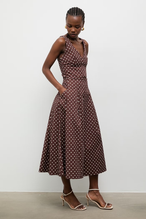 Answear.LAB πλισέ φούστα βαμβακερή με ελαστάν 95119.iak καφέ WS26