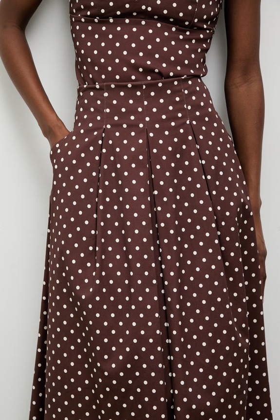 Answear.LAB πλισέ φούστα βαμβακερή με ελαστάν καφέ 95119.iak