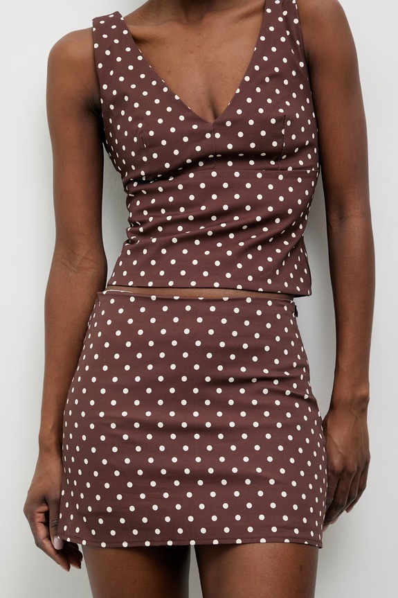 Answear.LAB φούστα βαμβακερή με ελαστάν καφέ 95120.iak