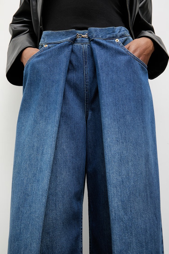 Answear.LAB jeansy wide leg damskie granatowy SPN1547.TOK