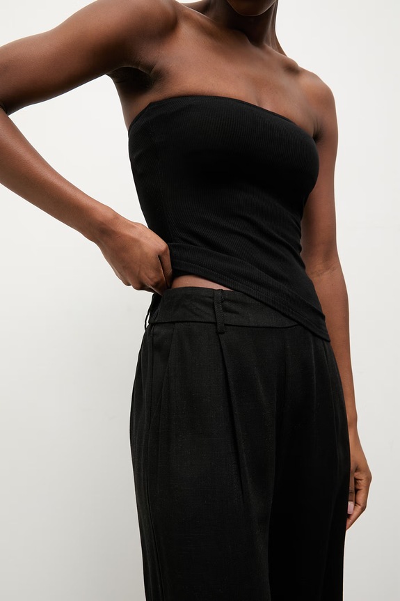 Answear.LAB spodnie damskie z lnem czarny DB3702.hak