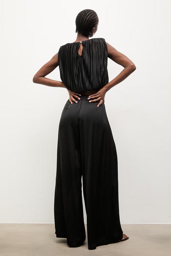 Ρούχα Answear.LAB παντελόνι γυναικείο με βισκόζη 92398.iak μαύρο