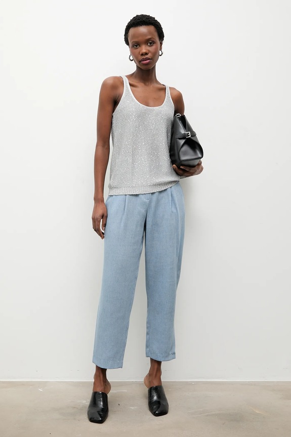 Παντελόνι με προσθήκη λινού Answear.LAB m.08501.hak μπλε WS26