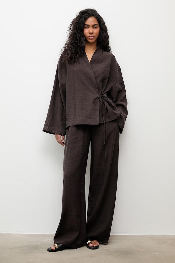 Answear.LAB pantaloni de femei cu lyocell 45226.tok maro WS26