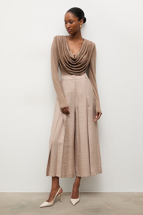 Answear.LAB spodnie culottes damskie z lyocellem spd.1.up.tok beżowy WS26