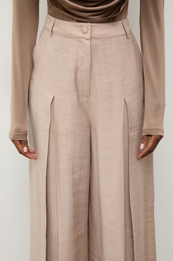 Answear.LAB spodnie culottes damskie z lyocellem beżowy spd.1.up.tok