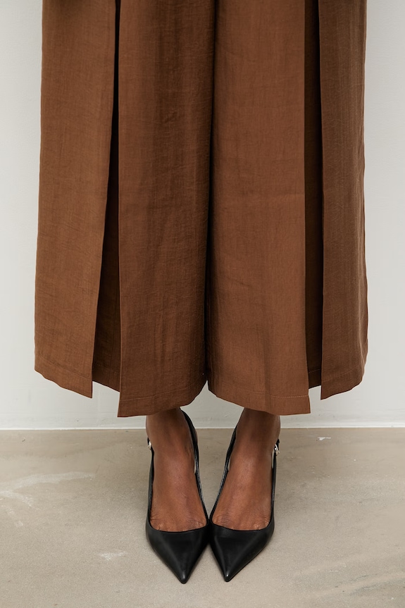 Answear.LAB spodnie culottes damskie z lyocellem brązowy spd.1.up.tok