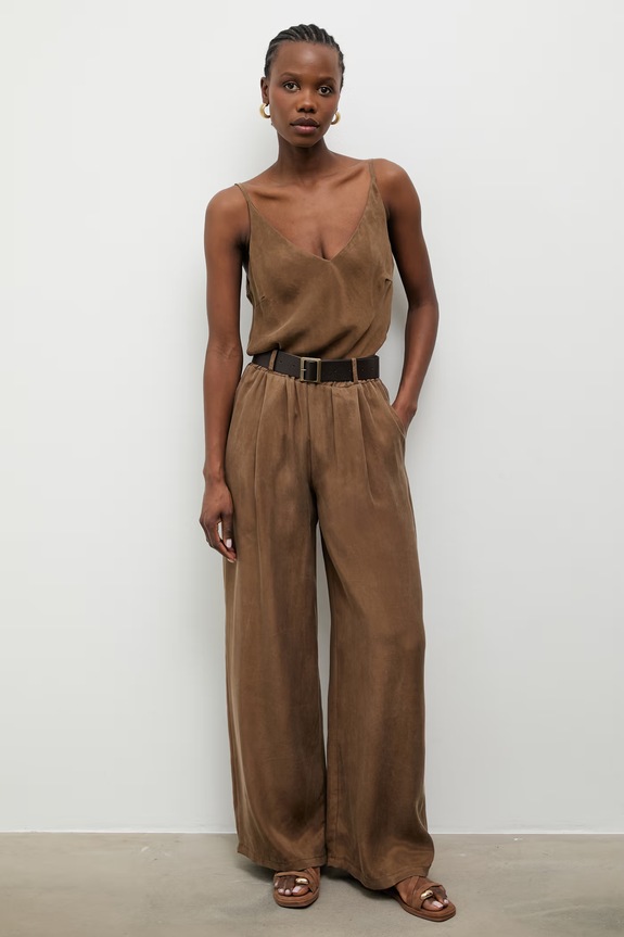 Answear.LAB Παντελόνι γυναικεία από lyocell 95106.iak καφέ WS26