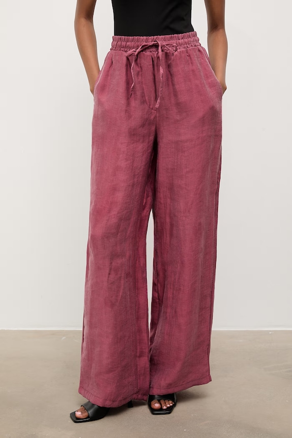 Answear.LAB pantaloni straight pentru femei cu lyocell roz 45340.tok