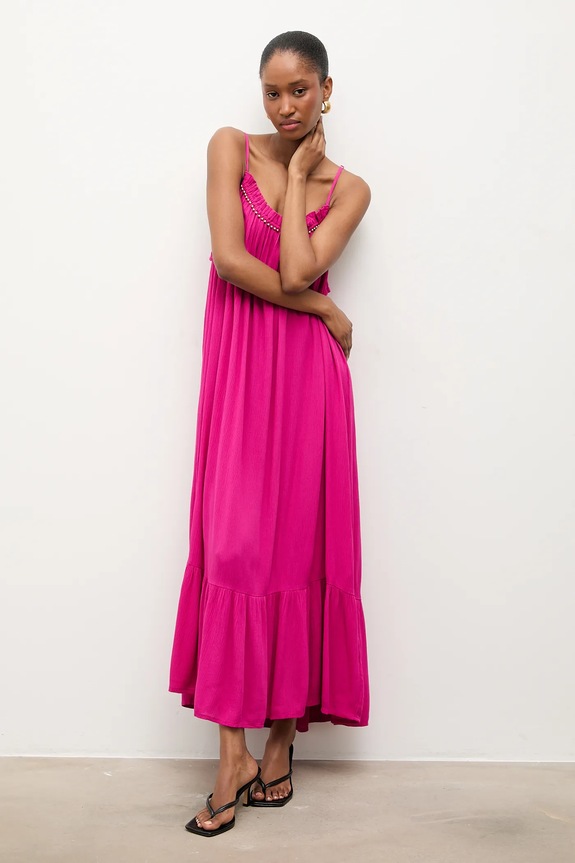Answear.LAB rochie din viscoză maxi roz Africa.hak