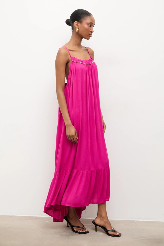 Answear.LAB rochie din viscoză Africa.hak roz WS26