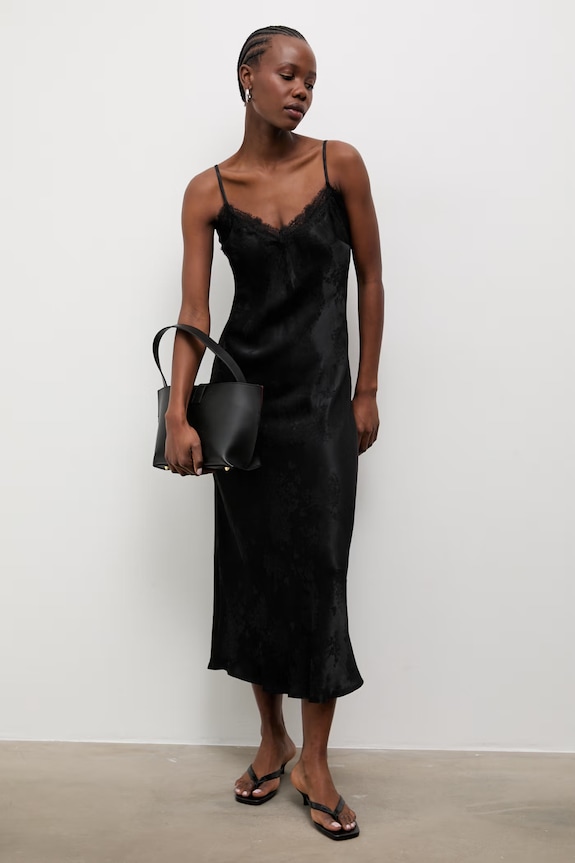 Answear.LAB spodnicové šaty s prímesou ľanu NewSlipDress.hak čierna WS26