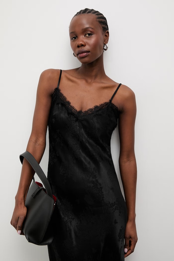Answear.LAB spodnicové šaty s prímesou ľanu čierna NewSlipDress.hak