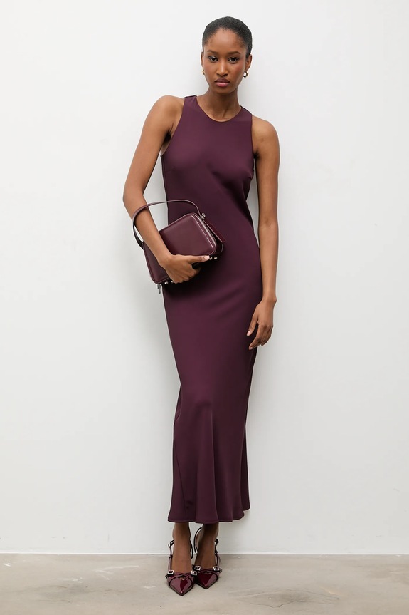 Answear.LAB rochie maxi burgundia 93727.iok