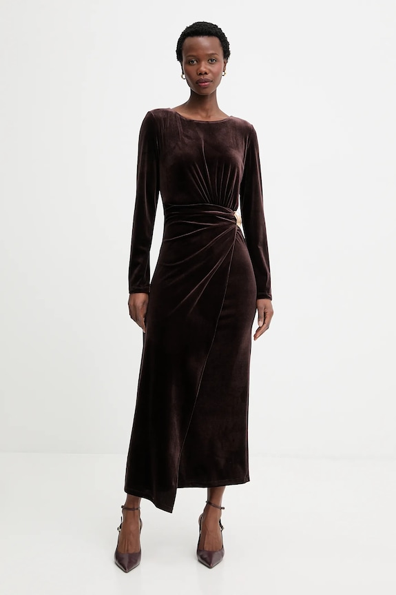 Answear.LAB rochie de catifea 58322.tok maro WS26