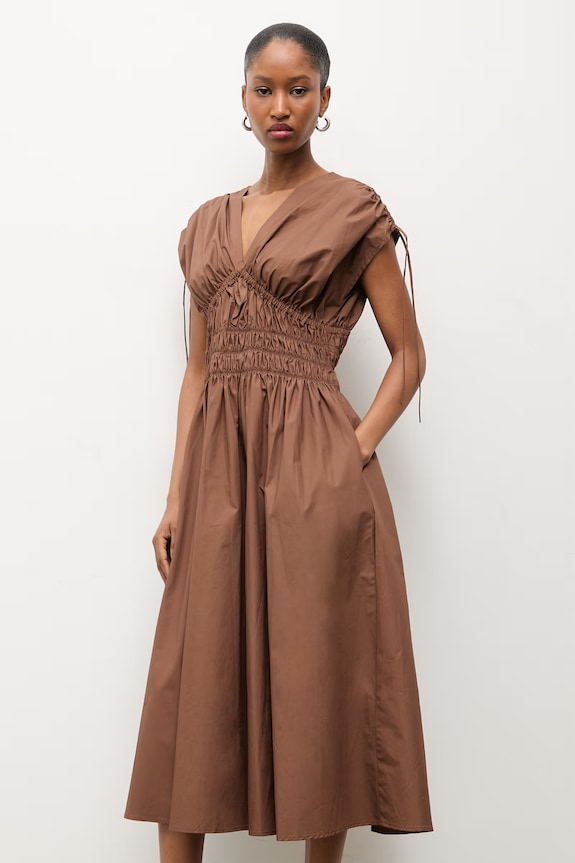 Answear.LAB rochie din bumbac ZY990.hak maro WS26