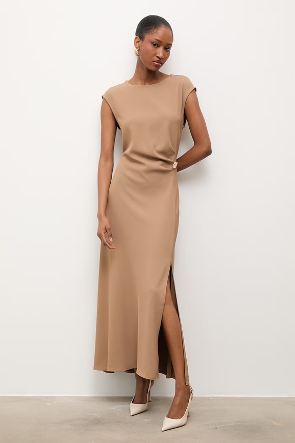 Answear.LAB sukienka z elastanem brązowy ab1321.isr