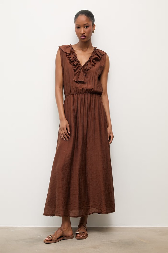 Answear.LAB sukienka letnia z lyocellem ab5780.isr brązowy WS26
