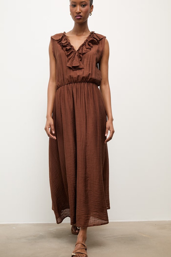 Answear.LAB sukienka letnia z lyocellem brązowy ab5780.isr