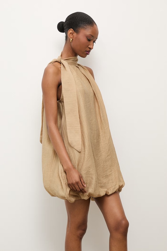 Answear.LAB sukienka bombka z lyocellem beżowy ab1788.isr