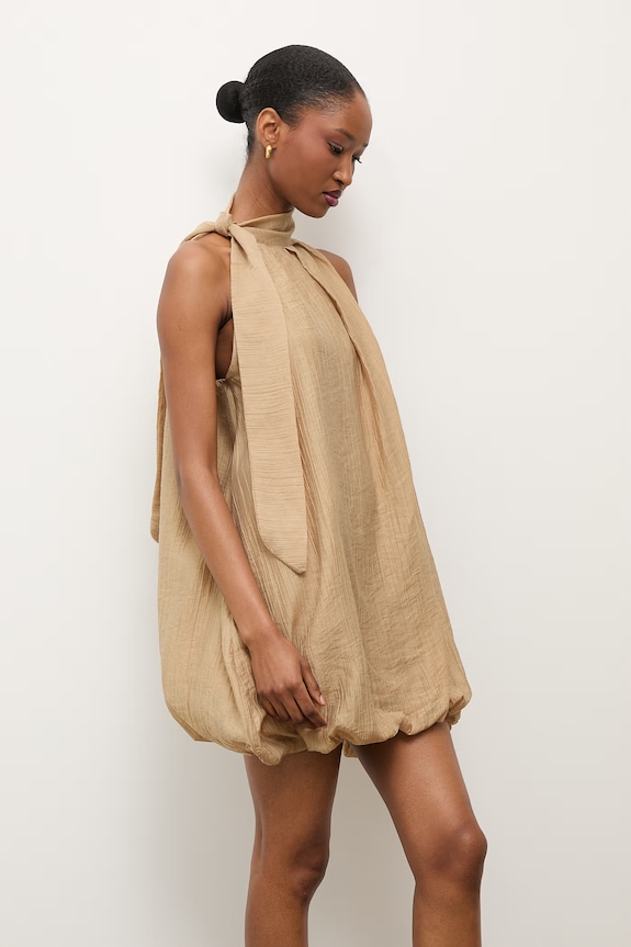 Answear.LAB sukienka bombka z lyocellem beżowy ab1788.isr