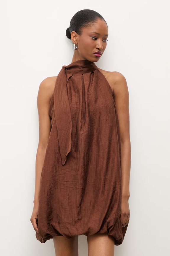 Answear.LAB sukienka bombka z lyocellem brązowy ab1788.isr