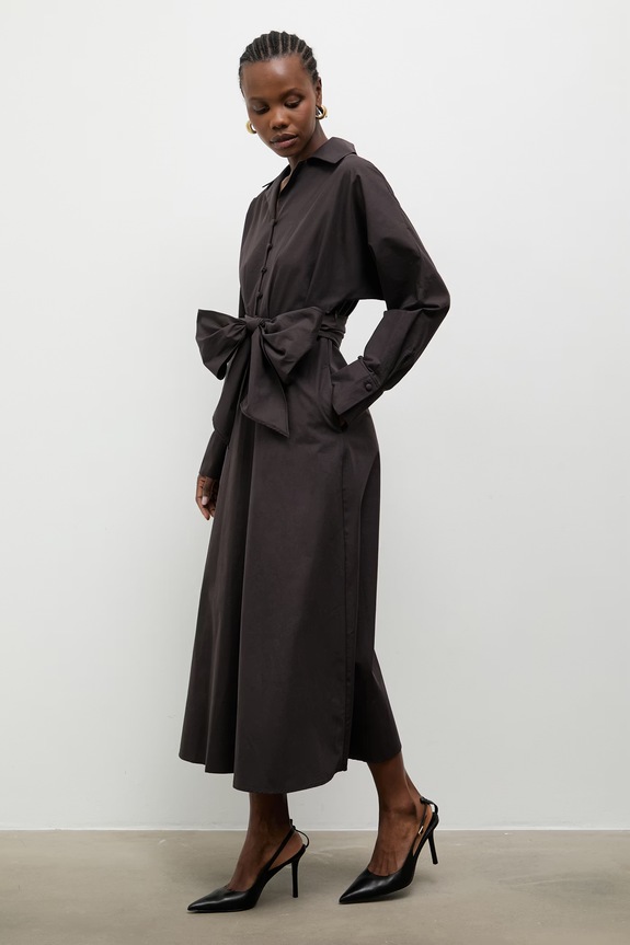 Answear.LAB φόρεμα βαμβακερό EL3392 καφέ WS26