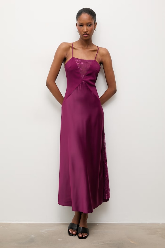 Answear.LAB rochie evazată burgundia 58484.tok