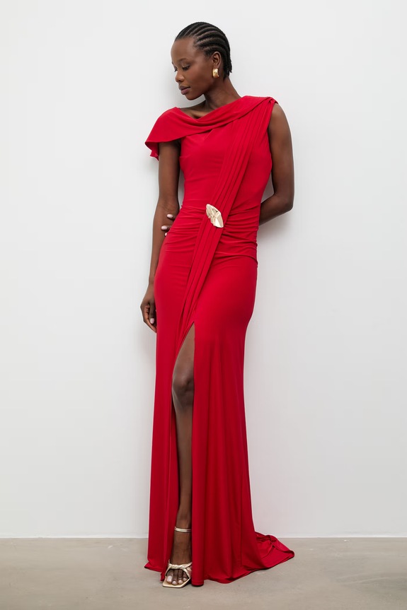 Answear.LAB φόρεμα ντραπέ κόκκινο 58506.tok