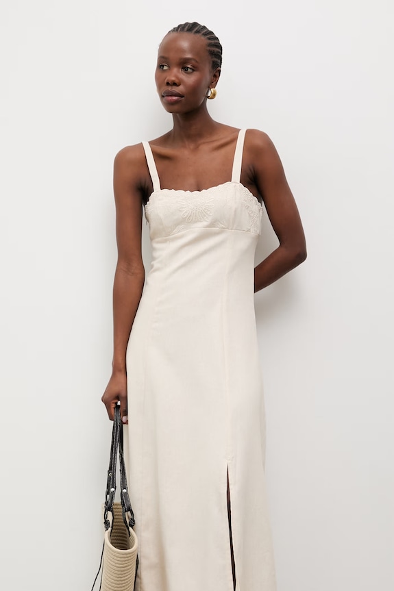 Answear.LAB sukienka z dodatkiem lnu beżowy 9529S.fak