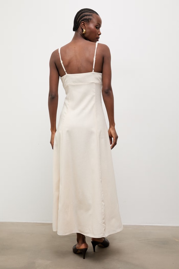 Odzież Answear.LAB sukienka z dodatkiem lnu 9529S.fak beżowy