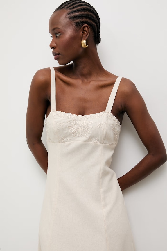 Answear.LAB sukienka z dodatkiem lnu beżowy 9529S.fak