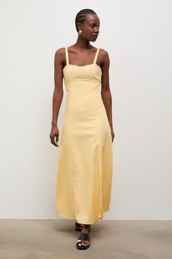 Answear.LAB φόρεμα με πρόσμιξη λινού 9529S.fak κίτρινο WS26