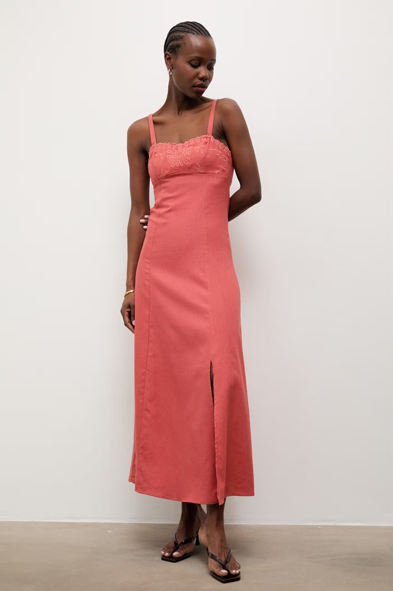 Answear.LAB φόρεμα με πρόσμιξη λινού 9529S.fak πορτοκαλί WS26