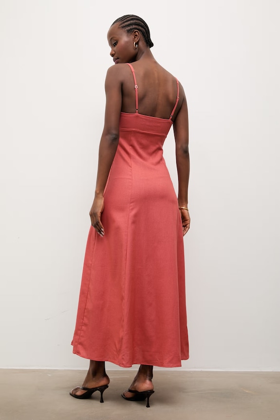 Ρούχα Answear.LAB φόρεμα με πρόσμιξη λινού 9529S.fak πορτοκαλί