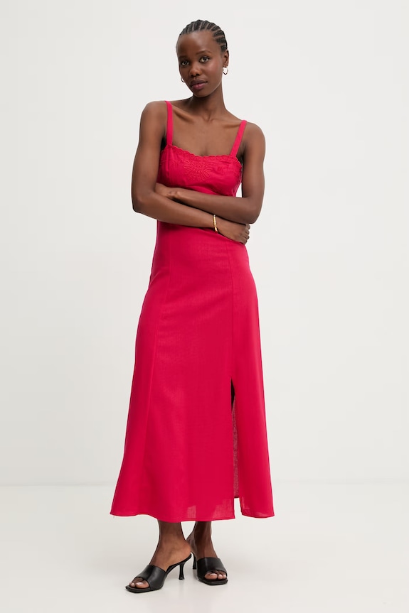 Answear.LAB haljina s dodatkom lana 9529S.fak crvena WS26