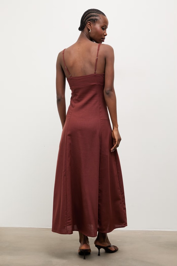 Ρούχα Answear.LAB Φόρεμα με πρόσμιξη λινού 9529S.fak καφέ