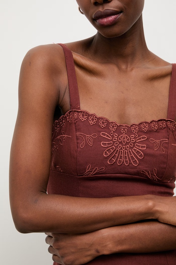 Answear.LAB Φόρεμα με πρόσμιξη λινού 9529S.fak καφέ