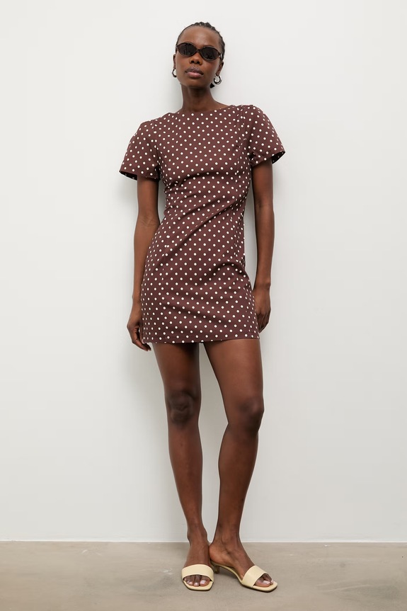 Answear.LAB φόρεμα βαμβάκι με ελαστάν 95115.iak καφέ WS26