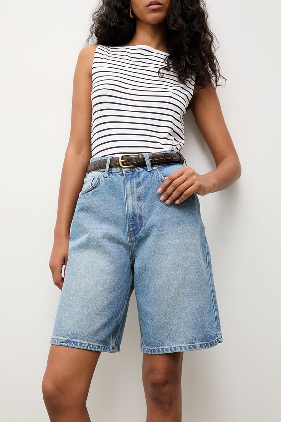 Answear.LAB bermude pentru femei, din denim albastru 8066.tok