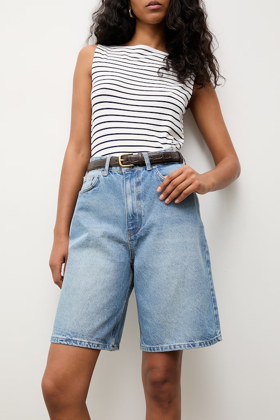 Answear.LAB bermude pentru femei, din denim albastru 8066.tok