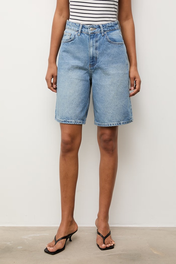 Answear.LAB bermude pentru femei, din denim albastru 8066.tok
