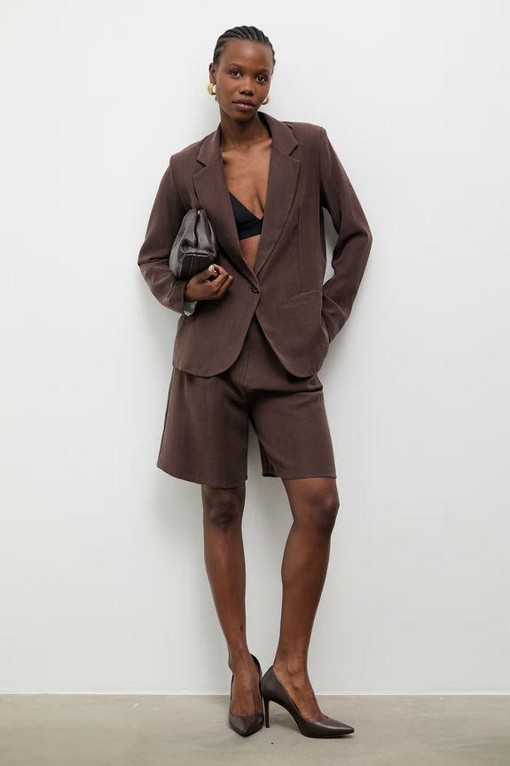 Answear.LAB σορτς κομψά γυναικεία με βισκόζη 95067.iak καφέ WS26