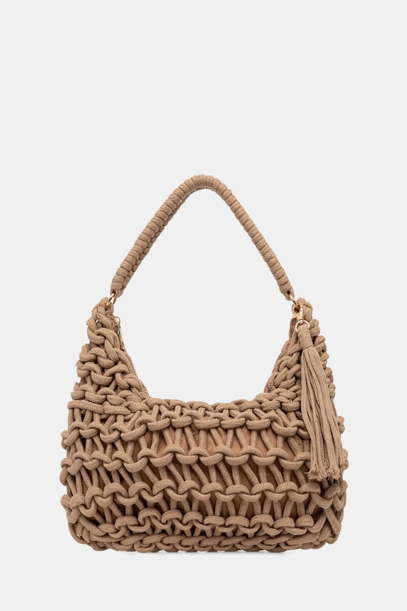 Answear.LAB τσάντα hobo γυναικεία βαμβακερή καφέ KKC080-50.hak